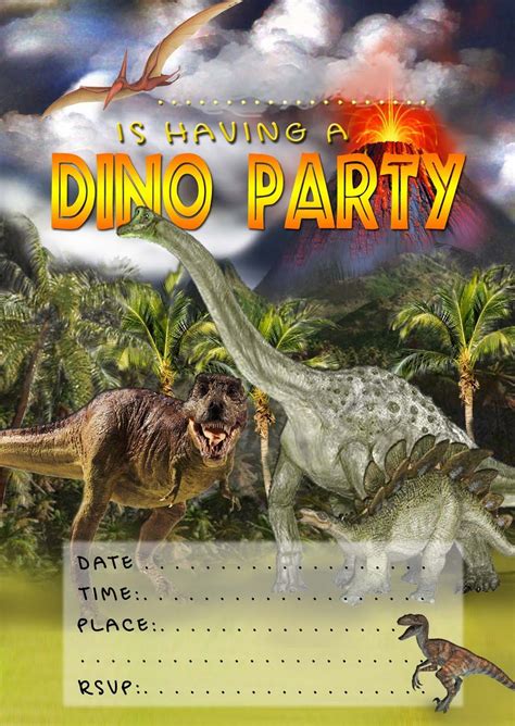 printable dinosaur invitations  kids dinosaur party