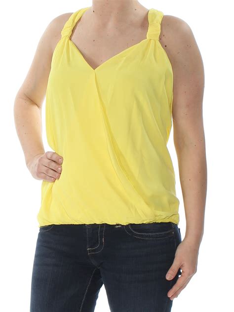 womens yellow blouson tank top sleeveless top size  walmartcom walmartcom