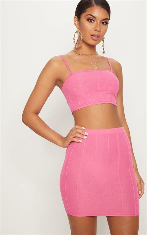 hot pink bandage mini skirt skirts prettylittlething aus