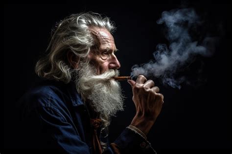 Premium Ai Image An Old Man With A Beard Smokes A Cigarette An Old