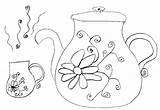 Teapot Coloring Pages Digi Template sketch template