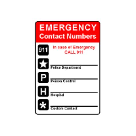 emergency contact numbers sign