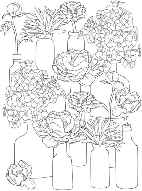 floral coloring pages stamping
