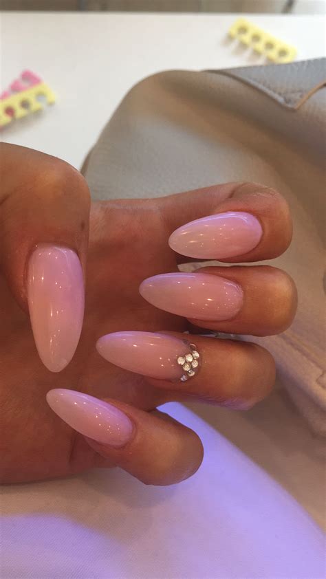 pink natural diamonds natural almond nails nail art almond nails