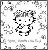 Coloring Kitty Hello Valentine Pages Popular Printable sketch template