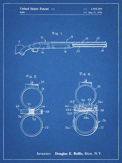 pp blueprint remington shotgun patent print digital art  cole borders pixels