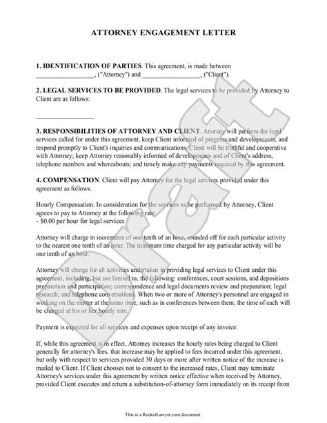 attorney engagement letter template rocket lawyer