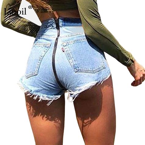 2020 tassel women denim shorts back zipper high waist pockets skinny