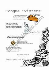 Tongue Twisters Fun Ages Worksheet Preview sketch template