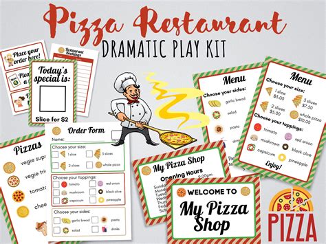 pizza shop dramatic play kit educational edition pretend etsy