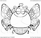 Chubby Infatuated Butterfly Clipart Cartoon Outlined Coloring Vector Thoman Cory Royalty sketch template