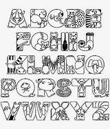 Coloring Pages Alphabet Abc Crazy Zoo Color Sheet Creatures Template sketch template