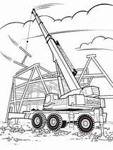 Pages Coloring Crane Hoisting Printable sketch template