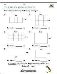 perimeter   rectangle worksheets image area  perimeter