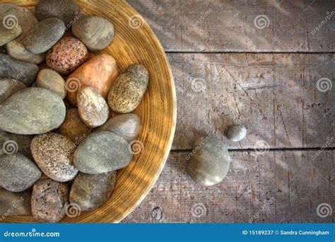 spa rocks  wooden bowl  rustic wood stock image image  mineral