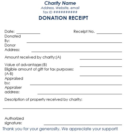 charitable donation receipt templates  sample templates