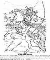 Warrior Samurai Ausmalbilder Kriegerin Dover Kinder Designlooter Pferde Malvorlagen sketch template