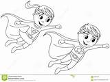 Superhero Coloring Flying Pages Kid Girl Kids Happy Hero Clipart Drawing Colouring Outline Boy Isolated Female Dreamstime Cartoon Template Super sketch template