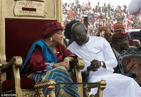 george weah sworn into office as liberia s new president daily mail online