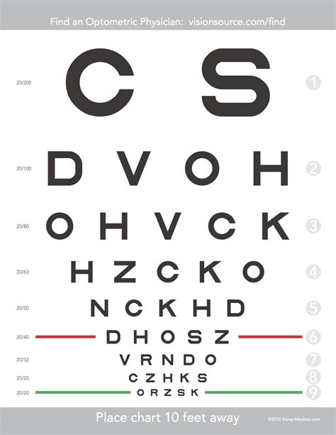 Eye Exam Chart Printable