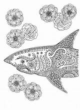 Shark Coloring Pages Adult Colouring Printable Instant Adults Etsy Sea Advanced Sharks Detailed Colorir Mandala Beach Color Zentangle Coloriage Artist sketch template