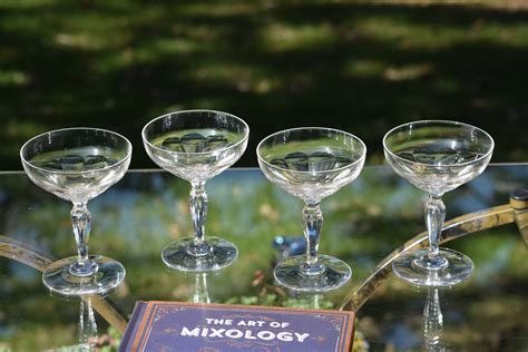 Vintage Crystal Bubble Stem Cocktail Glasses Set Of 4 Vintage Crystal