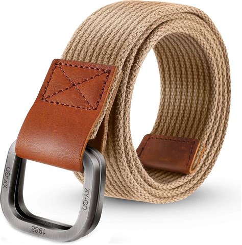 itiezy mens canvas belt cloth belt double  ring buckle belt  men
