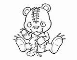 Coloring Scary Pages Kids Teddy Tattered sketch template