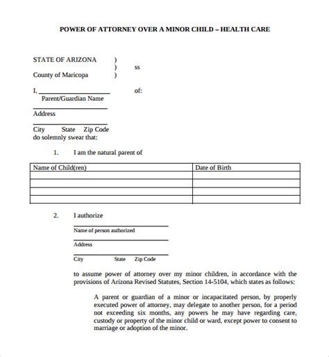 sample medical power  attorney forms