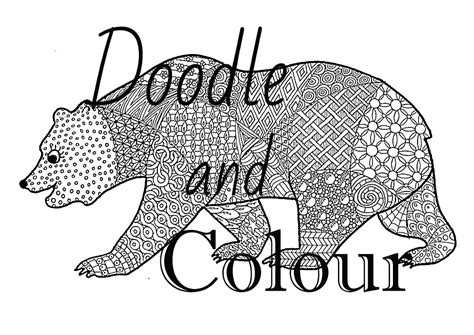 bear adult colouring page instant  printable
