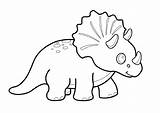 Triceratops Coloring Cute Pages Dinosaur sketch template