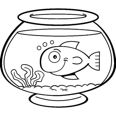 empty fish bowl coloring page clipart