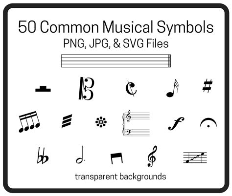 musical notation png jpg svg  symbols clip art printable bundle