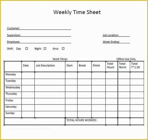 printable bi weekly timesheet template   weekly timesheet