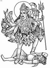 Mahakali Colouring Hindu Chakra Hinduism Mygodpictures Durga Frog Shiva sketch template