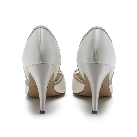 Rainbow Club Georgia Ivory Satin And Silver Glitter Court Shoes
