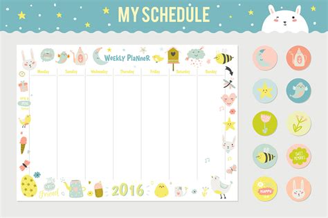 cute daily  weekly schedule  behance