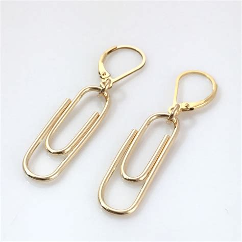 paper clip earrings gold filled