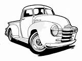 Truck Chevy Old Pickup Clipart Cartoon Coloring Pages Car Drawings Silhouette Clip Outline Lowrider 50s Drawing Cliparts Cars Classic Template sketch template