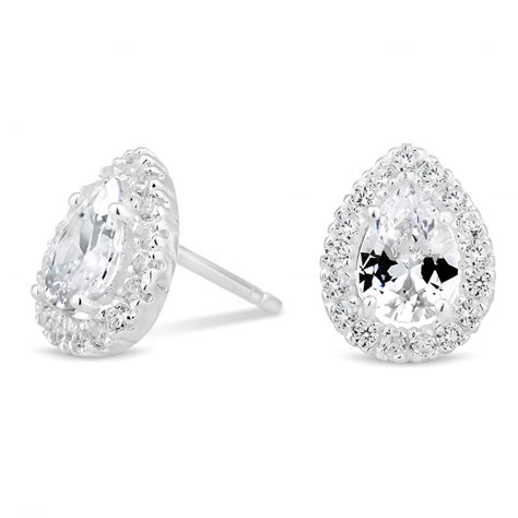 simply silver sterling silver  cubic zirconia peardrop cluster stud