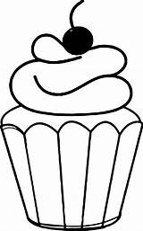 Clipart Cupcake Drawing Line Clip Coloring Cupcakes Cliparts Amp Pages Library sketch template
