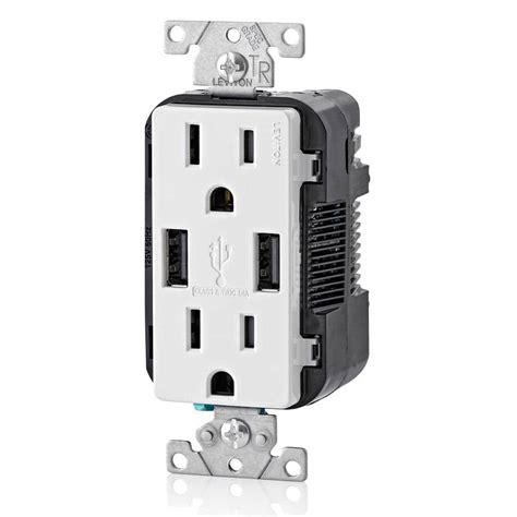 leviton  amp decora combination tamper resistant duplex outlet  usb charger white  pack
