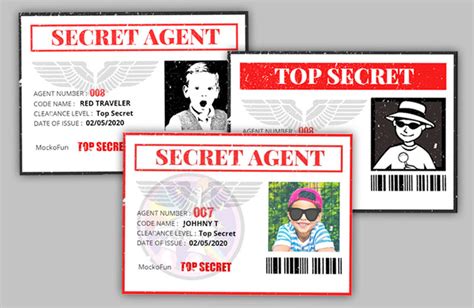 secret agent id card mockofun