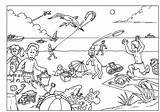 Kleurplaat Aan Zwembad Situatie Kinderen Zwemmen Groep sketch template