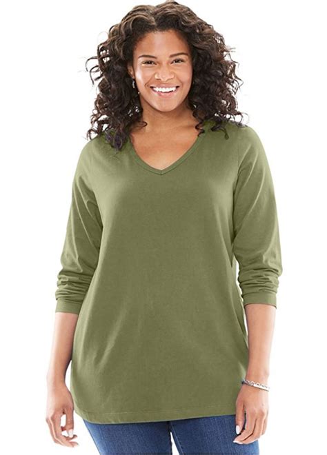 Womens Plus Size Perfect Long Sleeve Tee Shirt By Woman Within