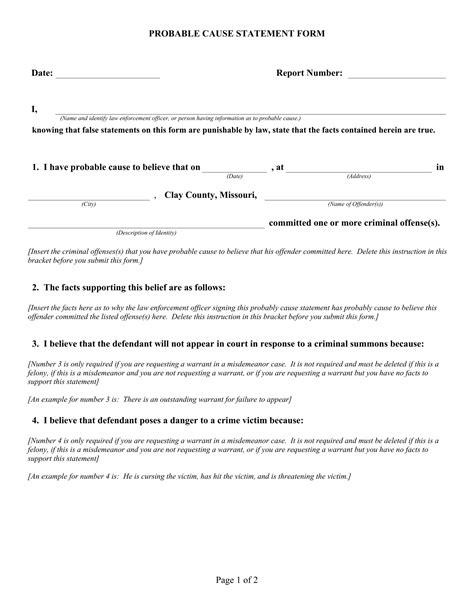 probable  statement form fill  printable  forms