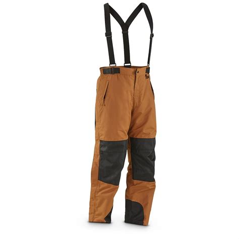 guide gear mens waterproof suspender snow pants  insulated