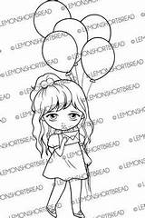 Digital Coloring Stamps Stamp Digi Balloons Thank Birthday Happy Girl Lemonshortbread Fairy Clip Supplies Wishes Valentine Heart sketch template