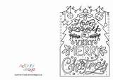 Card Colouring Christmas Merry Very Cards Pages Village Activity Explore sketch template