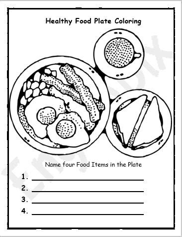 healthy food plate coloring sheet englishbix